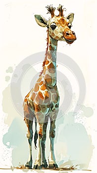 Graceful Giants: A Digital Portrait of a Giraffe in Taupe, Surro