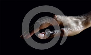 graceful hand on a black background .feelings shown by hands