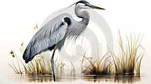 Graceful Heron: A Captivating Portrait of a Bird in a Fisherman