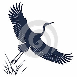 Graceful Heron in Flight, Nature and Wildlife Art, vector design Generative AI photo
