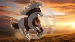 Graceful Horse Galloping In Vast Landscape