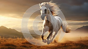 Graceful Horse Galloping Through Vast Landscape