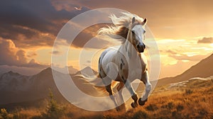 Graceful Horse Galloping In Vast Landscape