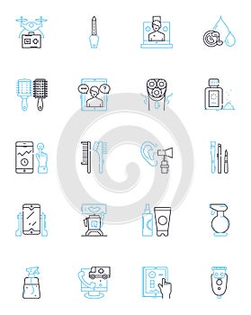 Graceful maturity linear icons set. Poise, Elegance, Wisdom, Serenity, Dignity, Confidence, Graciousness line vector and