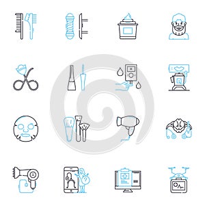 Graceful maturity linear icons set. Poise, Elegance, Wisdom, Serenity, Dignity, Confidence, Graciousness line vector and