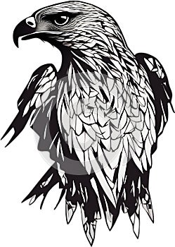 Minimalist Silhouette of a soaring hawk.