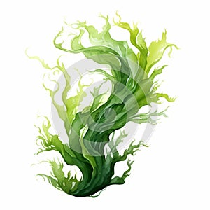 Graceful Movements: Hyperrealistic Green Algae Painting