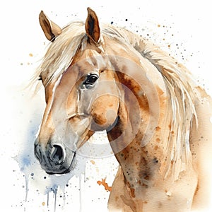 Graceful Palomino Horse in Watercolor on White Background for Invitations and Posters.