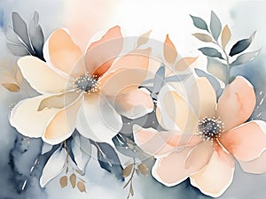 Graceful Pastel Blossom Abstract Watercolor Artwork photo
