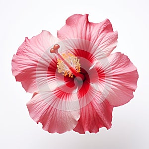 Graceful Pink Hibiscus Flower On White Background