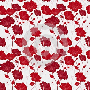 Graceful red seamless floral pattern