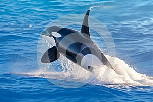 Graceful sea giant Orca killer whale photographed in elegant swimming