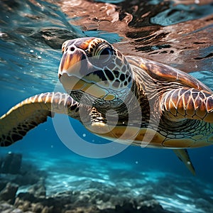 Graceful Sea Turtle in Crystal Clear Waters