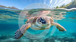 Graceful Sea Turtle in Turquoise Waters