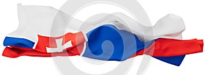 Graceful Slovak Flag Billowing in the Wind with National Coat of Arms