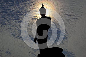 The Graceful Statue of the Shakyamuni at phutthamonthon in silhouette style