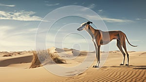 Graceful Surrealism A Dog In The Desert - Uhd Image