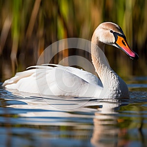 Graceful Swan in Still Lake