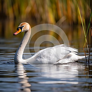 Graceful Swan on Still Lake