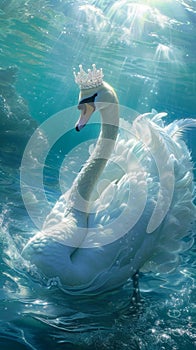 Graceful swan wearing a