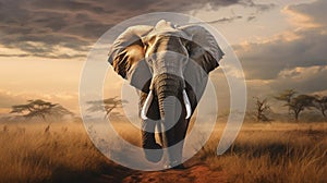Graceful Wanderer: African Elephant on the Move
