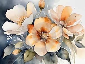 Graceful Watercolor Bloom: Soft Petals in Gentle Pastel Shades photo