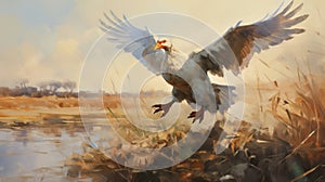 Graceful White Chicken: A Bold Cryengine-inspired Painting