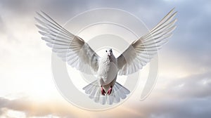 Graceful White Dove In Flight: Layered Imagery With Subtle Irony