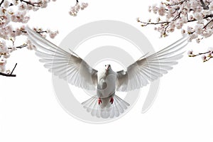 Graceful White Dove Soaring in Flight - Symbol of Freedom