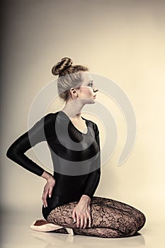 Graceful woman ballet dancer full length