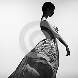 Graceful woman in long evening dress