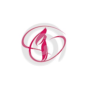 Graceful woman silhouette logotype. vector pink logo isolated on white photo