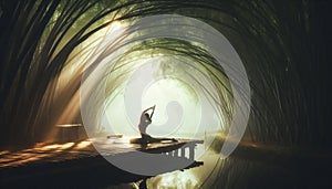 Graceful Yoga Under a Bamboo Canopy photo