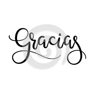 Gracias Hand Lettering Greeting Card. Thank You in Spanish. Modern Calligraphy. photo