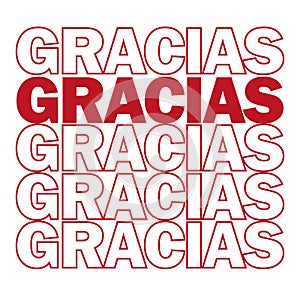 Gracias. Thank you in Spanish. vector. Motivating modern print and poster - red
