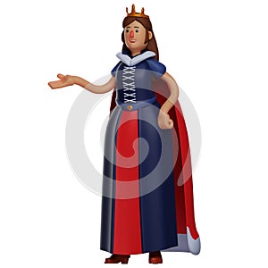 Gracious 3D Queen Cartoon Character with elegant poses