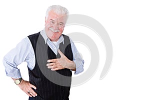 Gracious polite elderly man showing his gratitude