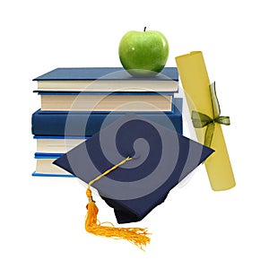 Grad hat and diploma