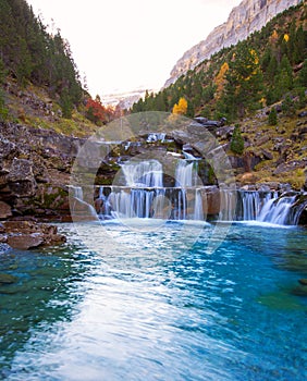 Gradas de Soaso in Arazas river Ordesa valley Pyrenees Huesca Sp photo