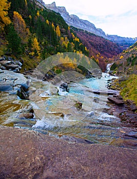 Gradas de Soaso in Arazas river Ordesa valley Pyrenees Huesca Sp photo