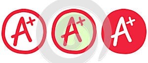 grade A plus sign, grading sign of students in the educational system