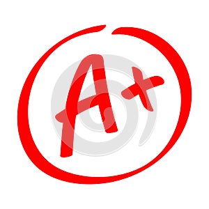 Grade result - A . Hand drawn vector grade with plus in circle.