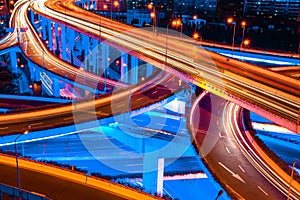 Grade separation viaduct with blue light show