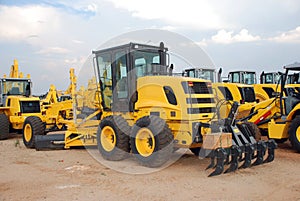 Grader Construction Equipment Yard