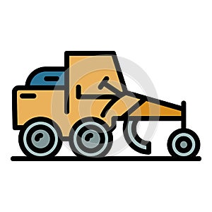 Grader machine utility icon color outline vector