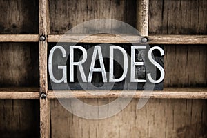 Grades Concept Metal Letterpress Word in Drawer