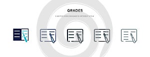 Grades icon in different style vector illustration. two colored and black grades vector icons designed in filled, outline, line