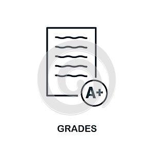 Grades icon. Monochrome style icon design from school icon collection. UI. Illustration of grades icon. Pictogram isolated on whit