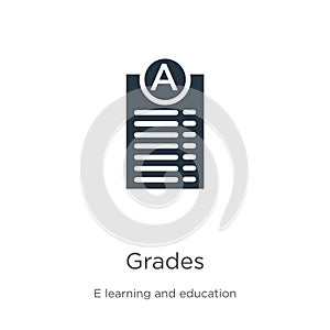 Grades icon vector. Trendy flat grades icon from e learning and education collection isolated on white background. Vector