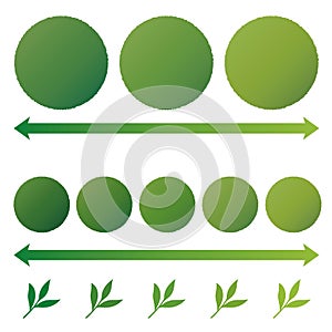 Grades of Matcha. Green tea colors and flavors.